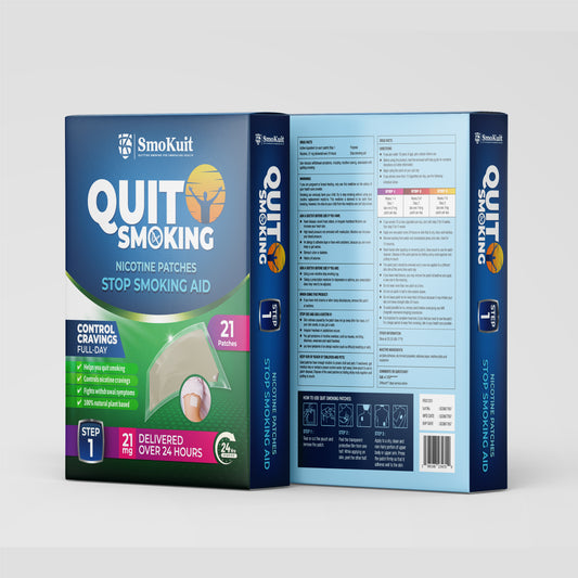 SmoKuit Aid Nicotine Patches - Step 1 | 21 mg - 21 Count | Quit Smoking Patches | Smoking Aid to Help Quit Smoking | Nicotine Transdermal System Patch
